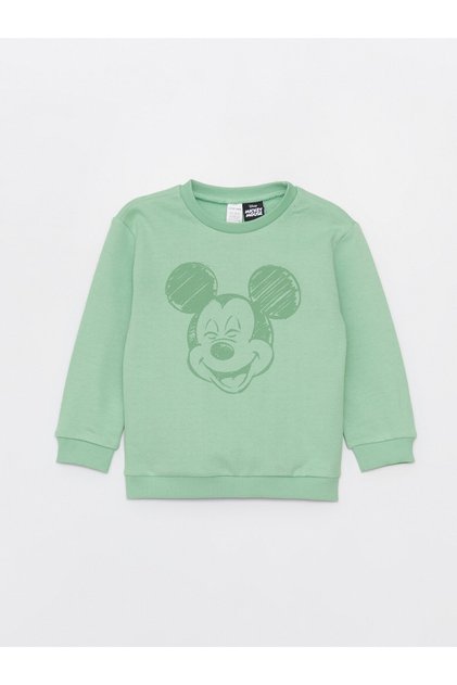 Crew Neck Mickey Mouse Printed Baby Boy Sweatshirt