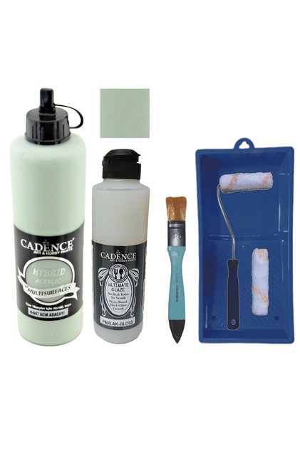 Mobilya Boyası-Cadence Multisurface H-047 A.Adaçayı 500Ml Ultimate Vernik Parlak 250Ml Saten RuloSet