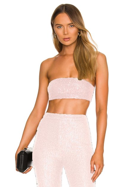Women's White Janjan Payet Straplez Crop Top