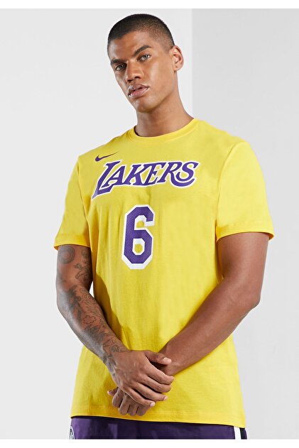 Nike Los Angeles Lakers Nba T-shirt in Yellow Erkek Sarı Basketbol