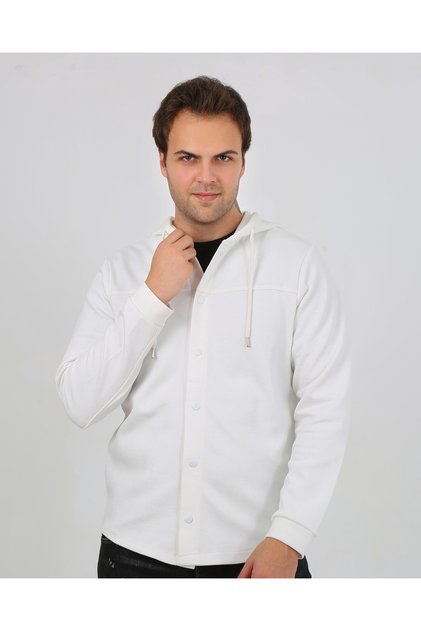 5502 NEW SEASON HOODED, FENCE DETAIL REGULAR FIT CARDIGAN