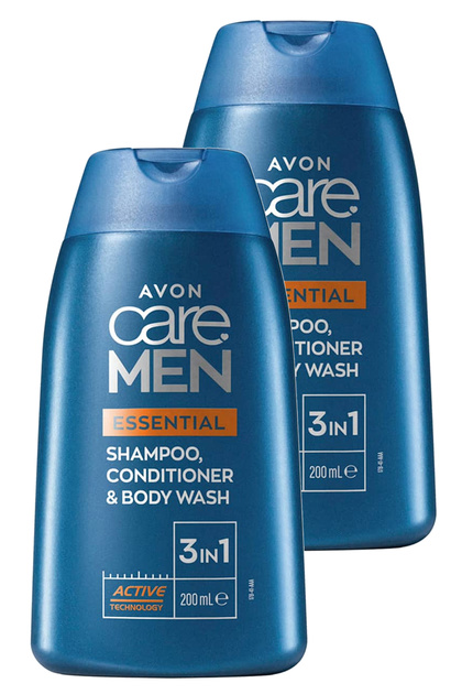 Care Men Essential 3 in 1 Shampoo, Care Cream and Shower Gel 200 MlSet of Two