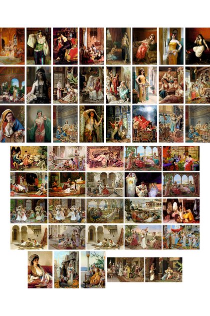 Ottoman-Harem Themed Postcard Set (49 pieces of 10x15 cm)