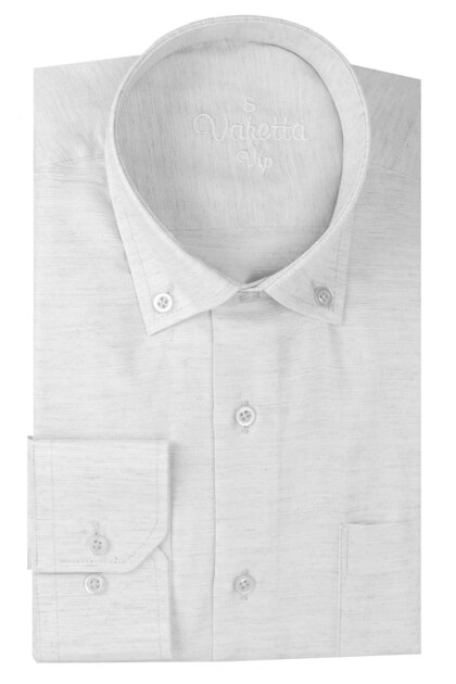 Men's Cloud Gray Melange Long Sleeve Pocket Classic Cut Collar Buttoned Shirt