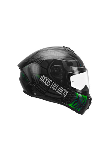 Axxis Draken S Maori Devil B6 Matt Green Kapalı Motosiklet Kaskı +
