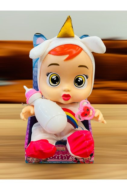 Cry Babies Ağlayan Bebek Sesli Emzikli ve Biberonlu Et Bebek 35 cm