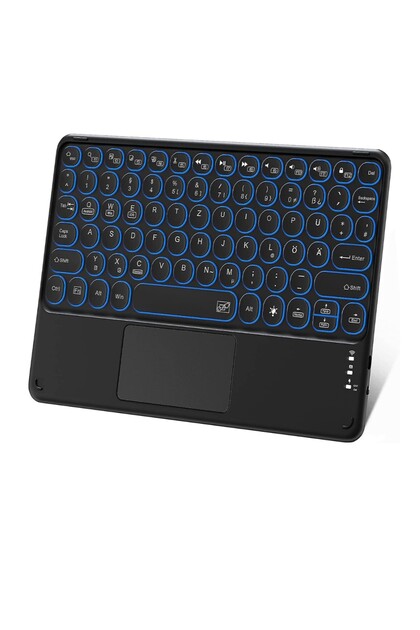 Samsung tab A9+ Plus sx-210 11" Tablet Uyumlu Şarjlı Touchpadli Yuvarlak Tuş RGB Bluetooth Klavye