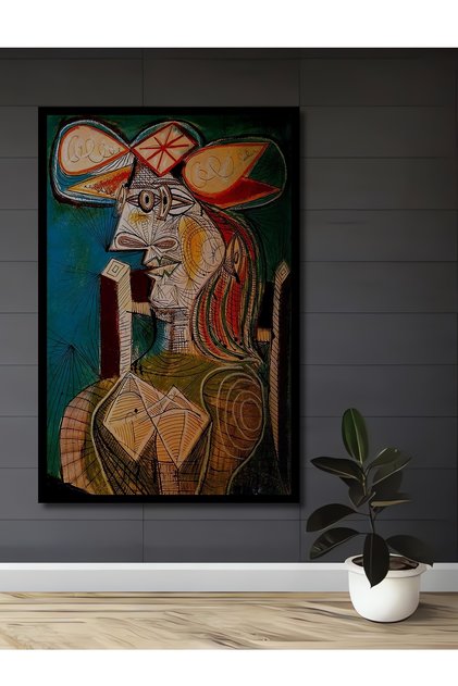 Dekoratif Ahşap Tablo Pablo Picasso Çerçeve Görünümlü Dikey Duvar Dekorasyon Tablosu
