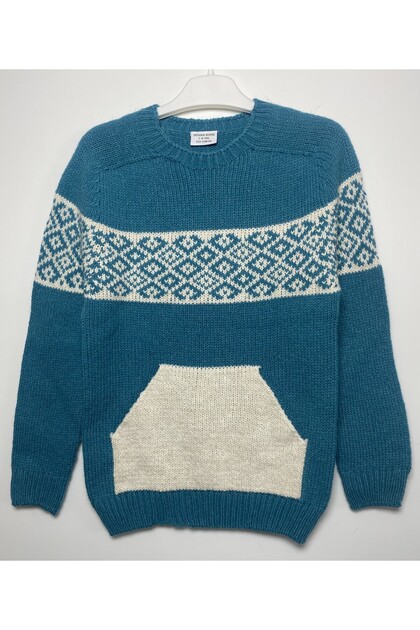 Children's Knitwear Sweater - Kangaroo Pocket, Long Sleeve and Crew Neck