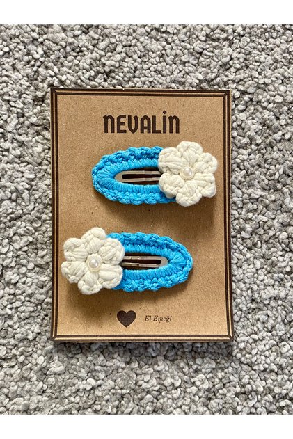 Flower Detailed Colorful Knitted Snap Girl's Buckle