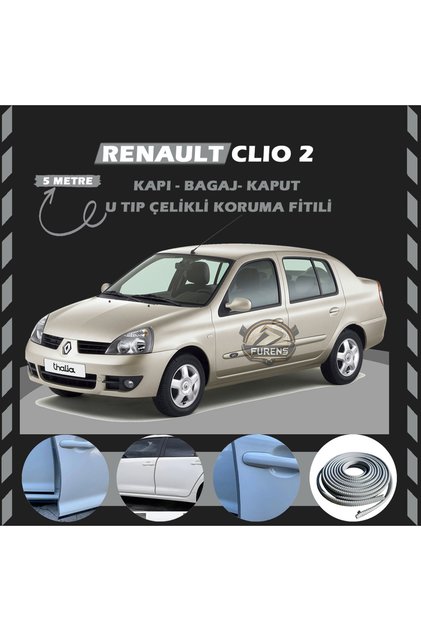 Renault Clio 2 Oto Araç Kapı Koruma Fitili 5metre Parlak Gri Renk