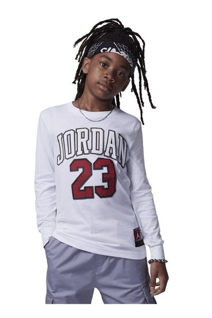 Çocuk Beyaz Bisiklet Yaka Baskılı Sweatshirt 95C591-001 JDB PRACTICE FLIGHT LS T