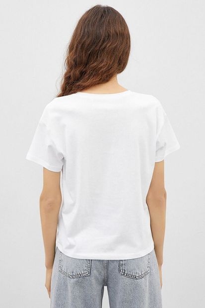 Koton Kadın Kırık Beyaz T-Shirt - 5
