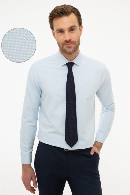 Light Blue Regular Fit Dobby Shirt