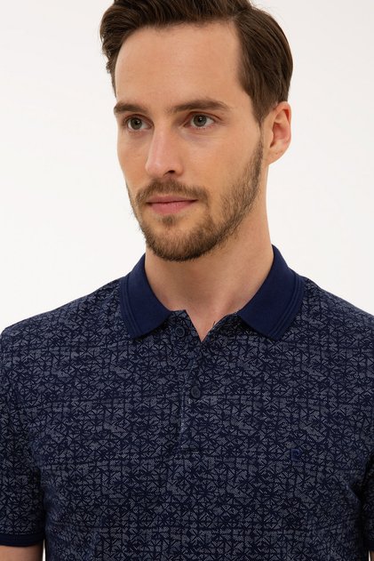 Navy Slim Fit Polo Collar T-Shirt