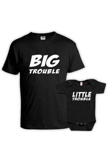 Big Trouble Little Trouble Black Tshirt Zıbın (Father and Baby Can Be Combined, Prices Are Separate)
