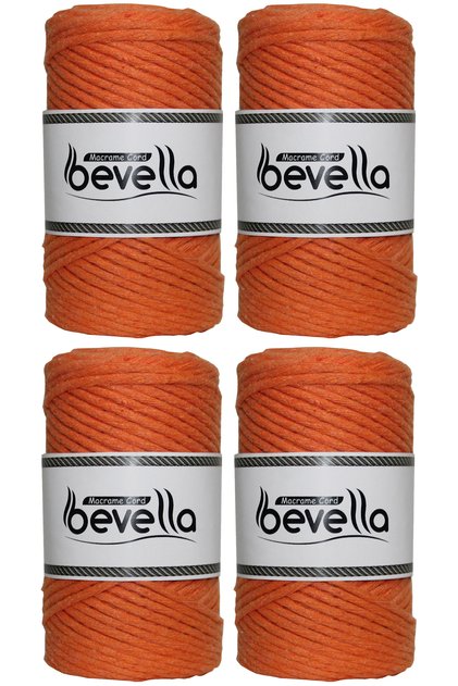 Single Twist Weaveable Macrame Cord 3mm 4 Pieces 250 Gr Orange