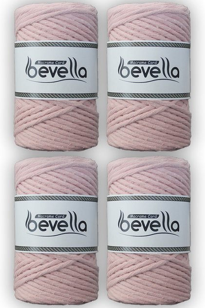 Single Twist Weavable Macrame Cord 3mm 4 Pieces 250 Gr Baby Pink