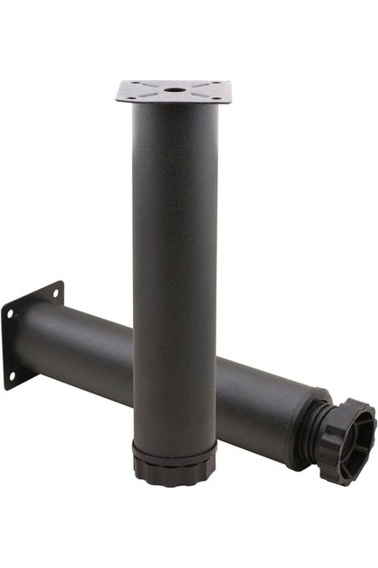 Metal Boru Ayak 15cm Mat Siyah Renk Çap 42mm Ayarlı Orta Koltuk Ayağı Ünite Ayağı Mobilya Ayak Baza