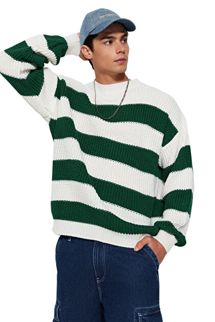 Trendyolmilla Man Koyu Yeşil Casual Oversize Fit Geniş Kalıp