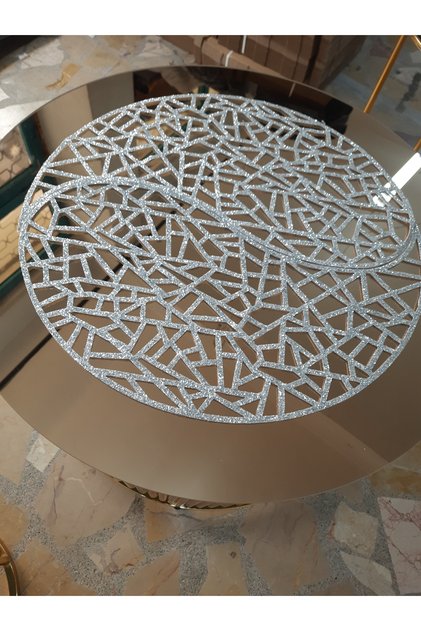 62 Cm 2-Piece Round Lux Runner / Glittering / Leather / Silver Glitter