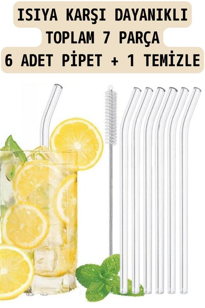 Cambu 6-Piece Glass Pipette Thermosilicate (Heat Resistant) and 1 Pipette Cleaning Brush 1stQuality