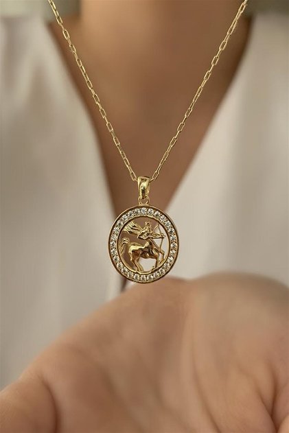925 Ayar 2,8 Gram Yay Burcu Gold Kolye