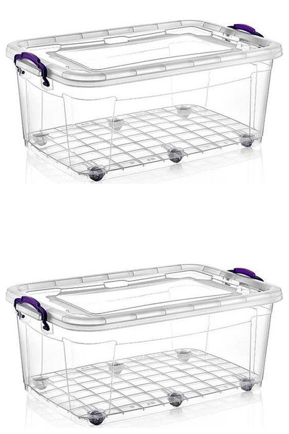 2 Pieces 80 Liter Wheeled MAXI Multi Box Storage Box - E-515-2