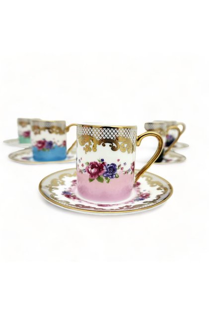 Ist-167 Rose Cylinder Colored Porcelain Cup Set
