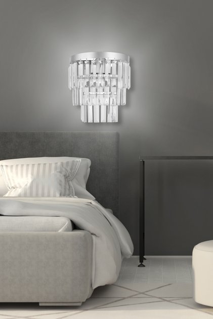 1-Piece Silver Crystal Stone Sconce - Bedroom - Living Room - Kitchen - Hall