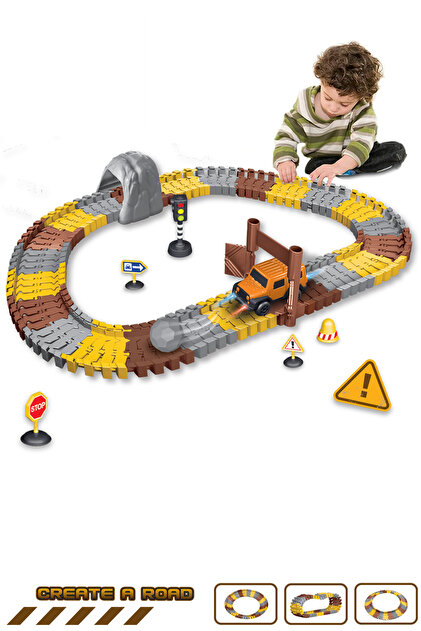 REY TRACKS 150mm ダウンヒル スラローム トラック Kayyum Oyuncak 96 Parça İnşaat Temalı Hareketli Raylar Araçlı