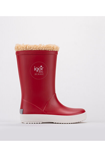 W10207 Splash Nautico Children's Furry Dark Red Rain Boots