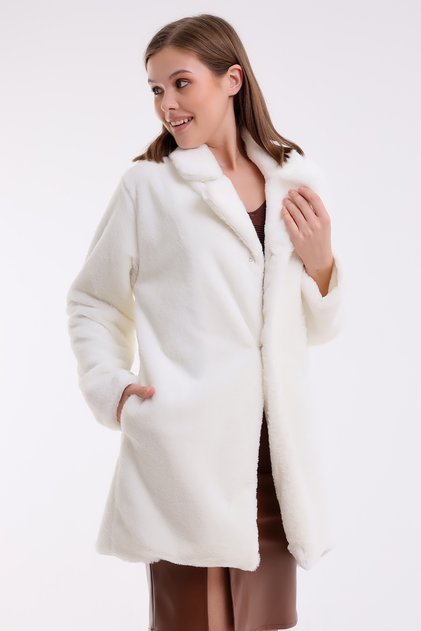 Faux FUR SHORT COAT /WOMEN'S Faux FUR COAT WHITE