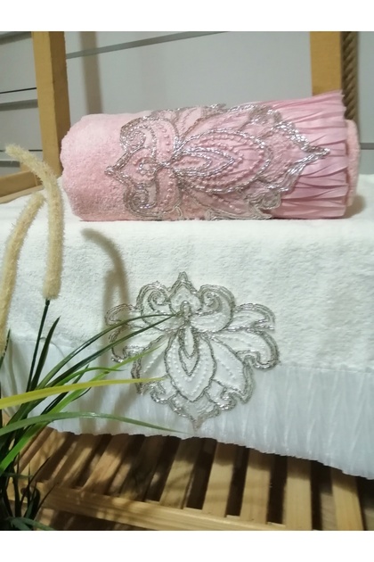 hand and face towel, 2-pack luxury guipure embroidered dowry wedding car towel