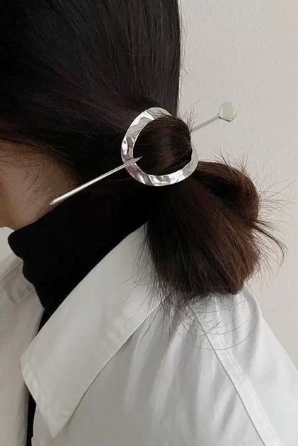 korean style silver color metal bun buckle