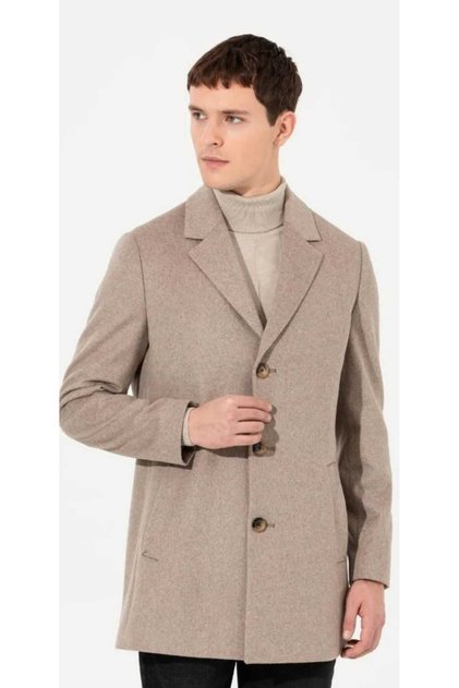 Slim Fit Beige Men's Coat