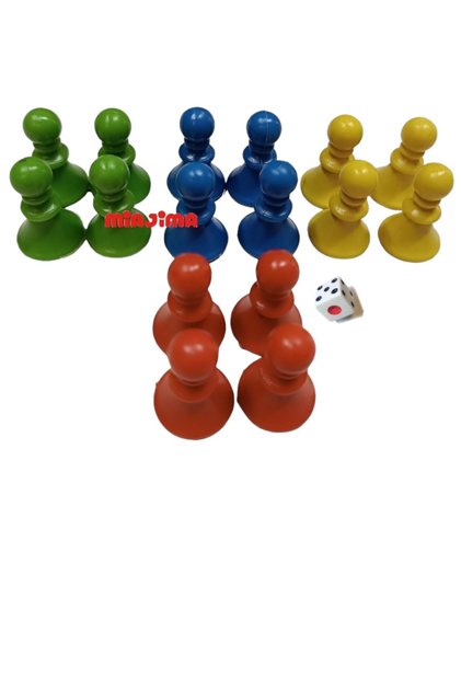 Game Pawn Piece Ludo Game Pawn 16 Pieces 4 Colors + Dice -5 Set Set