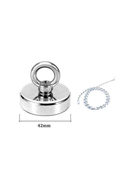 Hdg Güçlü Halkalı Neodyum Pot Mıknatıs - 42mm Çap - Halatlı