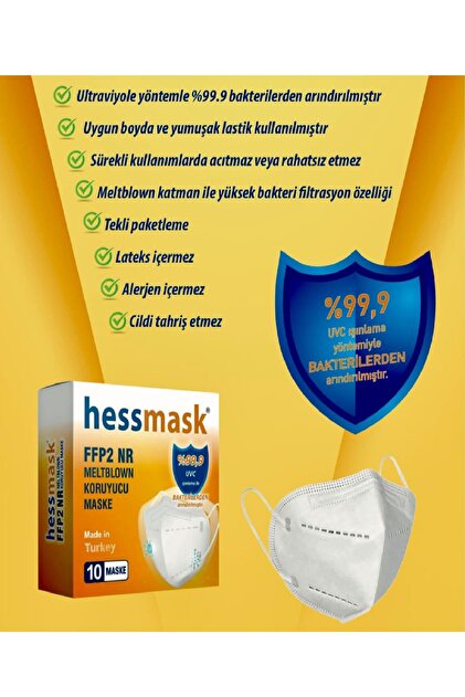 hessmask Ffp2 Çift Meltblown 5 Katlı Tek Tek Steril Paketli 10 Adet Maske - 3