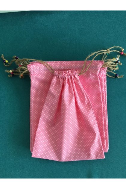 5 Small Pink Polka Dot Legume Bags