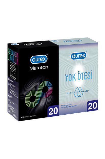 Durex Maraton Geciktiricili 20li + Yok Ötesi Ultra Kaygan 20li Prezervatif Paketi - 1