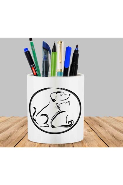 Dog And Cat Dog And Cat Cactus Succulent Flower Pot Pen Holder