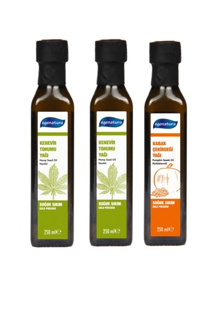 Kenevir Yağı 2 x 250 ml + 250 ml Kabak Çekirdeği Yağı Soğuk Sıkım 3x250 ml 3'lü Özel Set