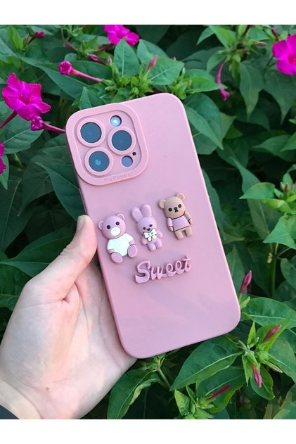 Apple iPhone 14 Pro Max Compatible Silicone Case with Cute Teddy Bear Figure