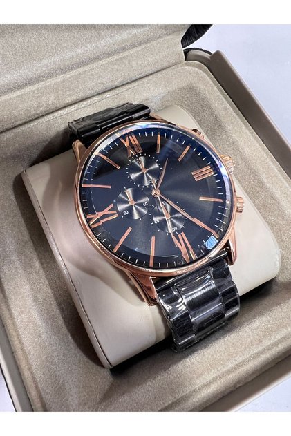 Steel Cord Black Rose Case Men's Wristwatch