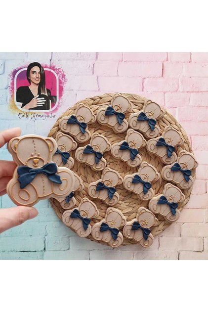Bow Tie Teddy Bear Boutique Cookies - 20 Pieces