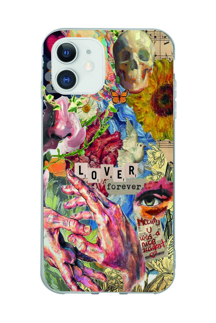 iPhone 11 Compatible Aesthetic Vintage Collage Patterned Transparent Phone Case