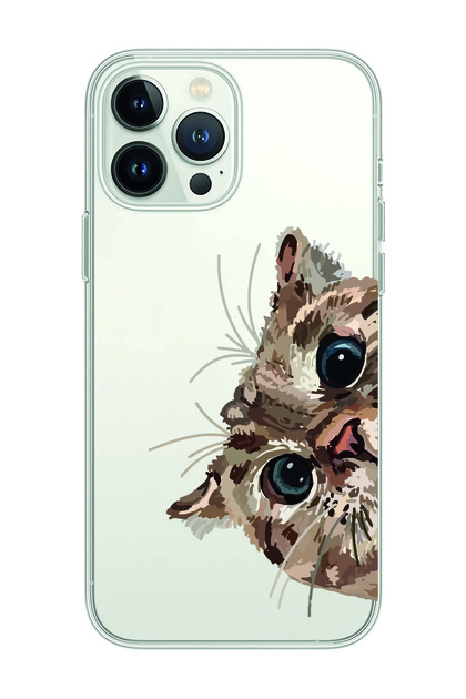 iPhone 15 Pro Max Compatible Sweet Cat Pattern Transparent Phone Case