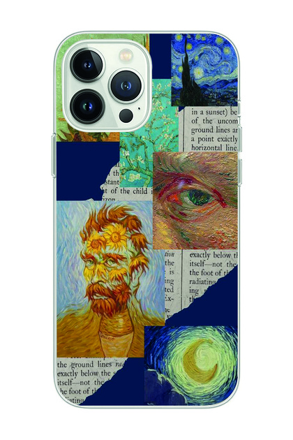 iPhone 15 Pro Max Compatible Vincent Van Gogh Collage Patterned Transparent Phone Case