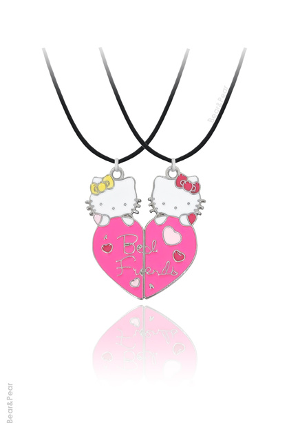 Hello Kitty Mıknatıslı Best Friends Kolye Bff Arkadaşlık Çift Kolye